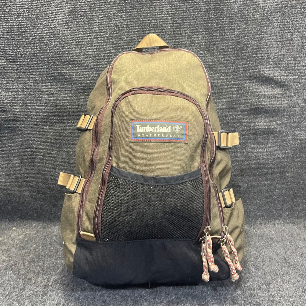 Timberland Weathergear Large Olive Green Vintage 1990s Canvas Hiking Backpack